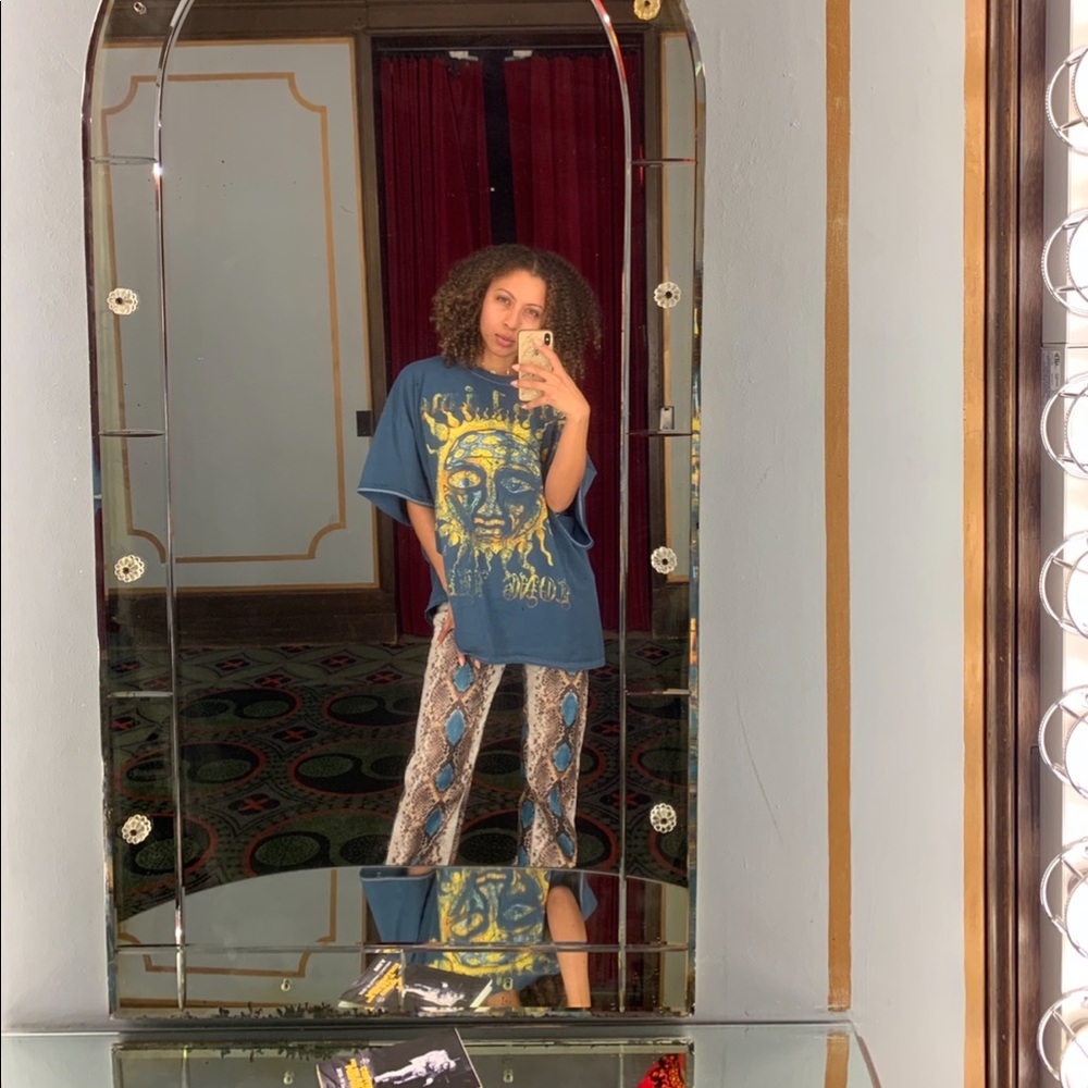 I AM GIA Blue Snakeskin Faux Leather Pants